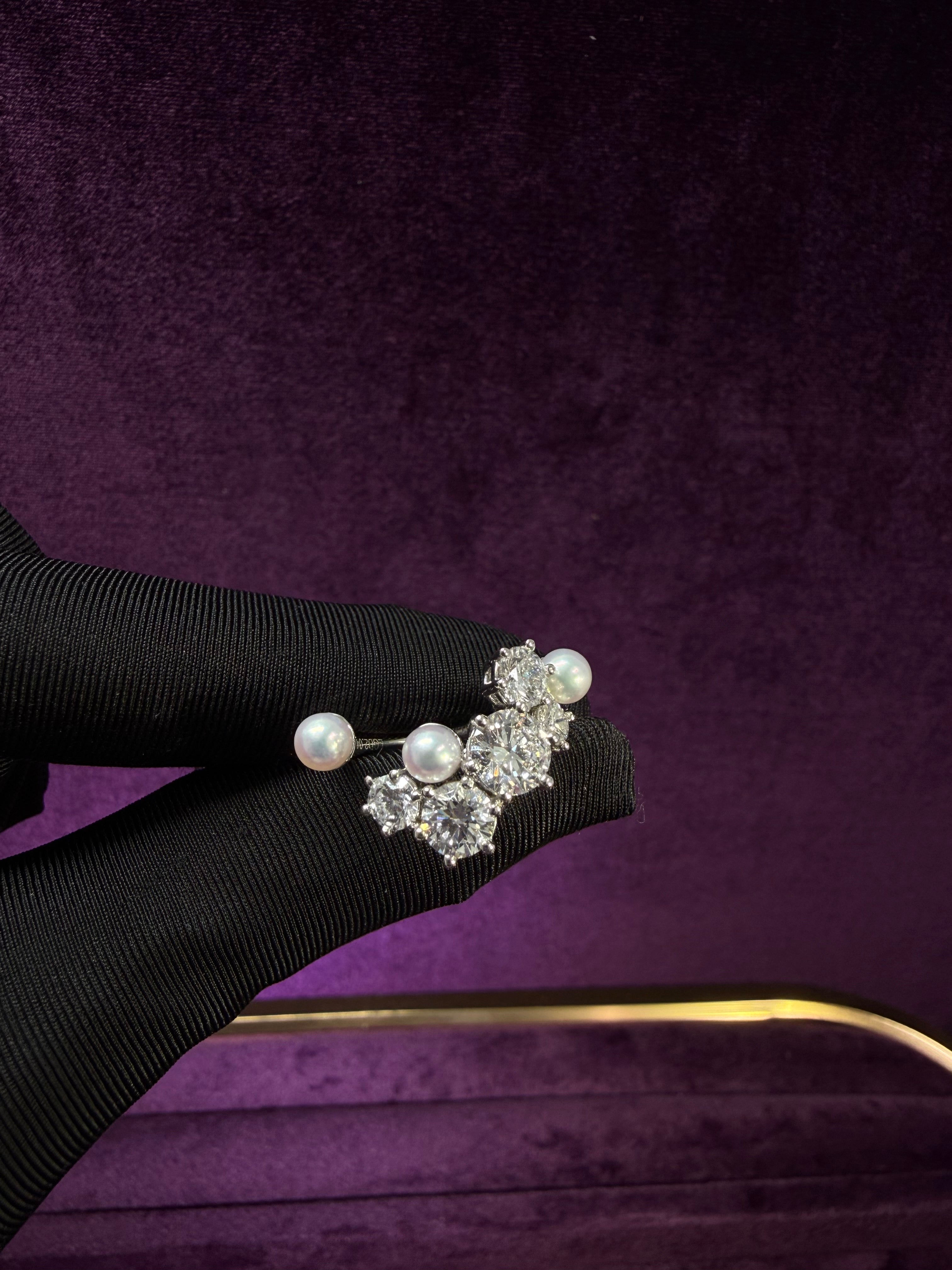 Open Pearl Diamond Ring