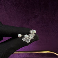 Open Pearl Diamond Ring