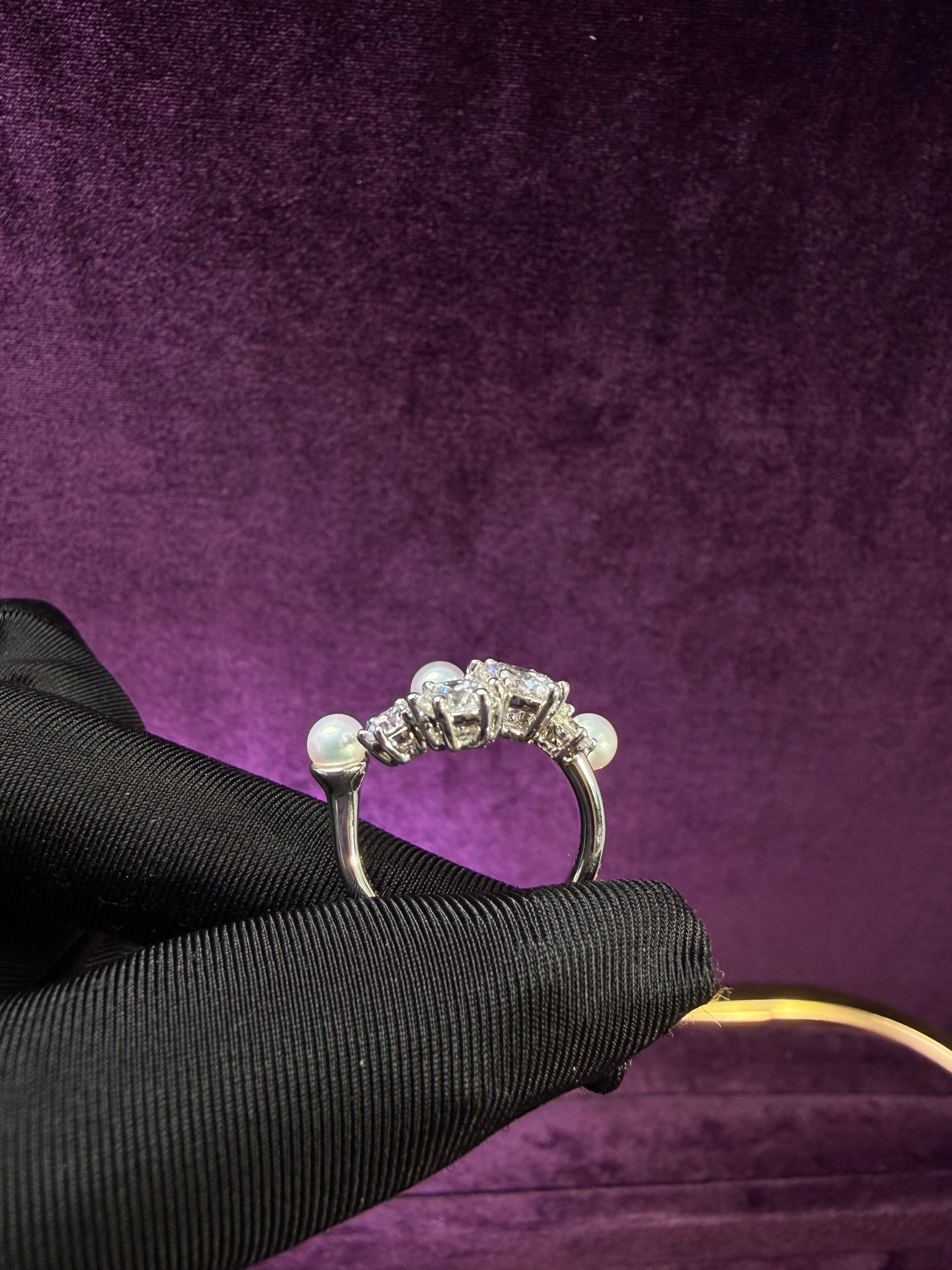 Open Pearl Diamond Ring