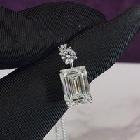 Emerald & round  Solitaire Pendant