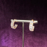 Emerald Cut Diamond Hoop Earrings