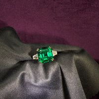 Asscher Emerald Ring (with Tapered Baguette)