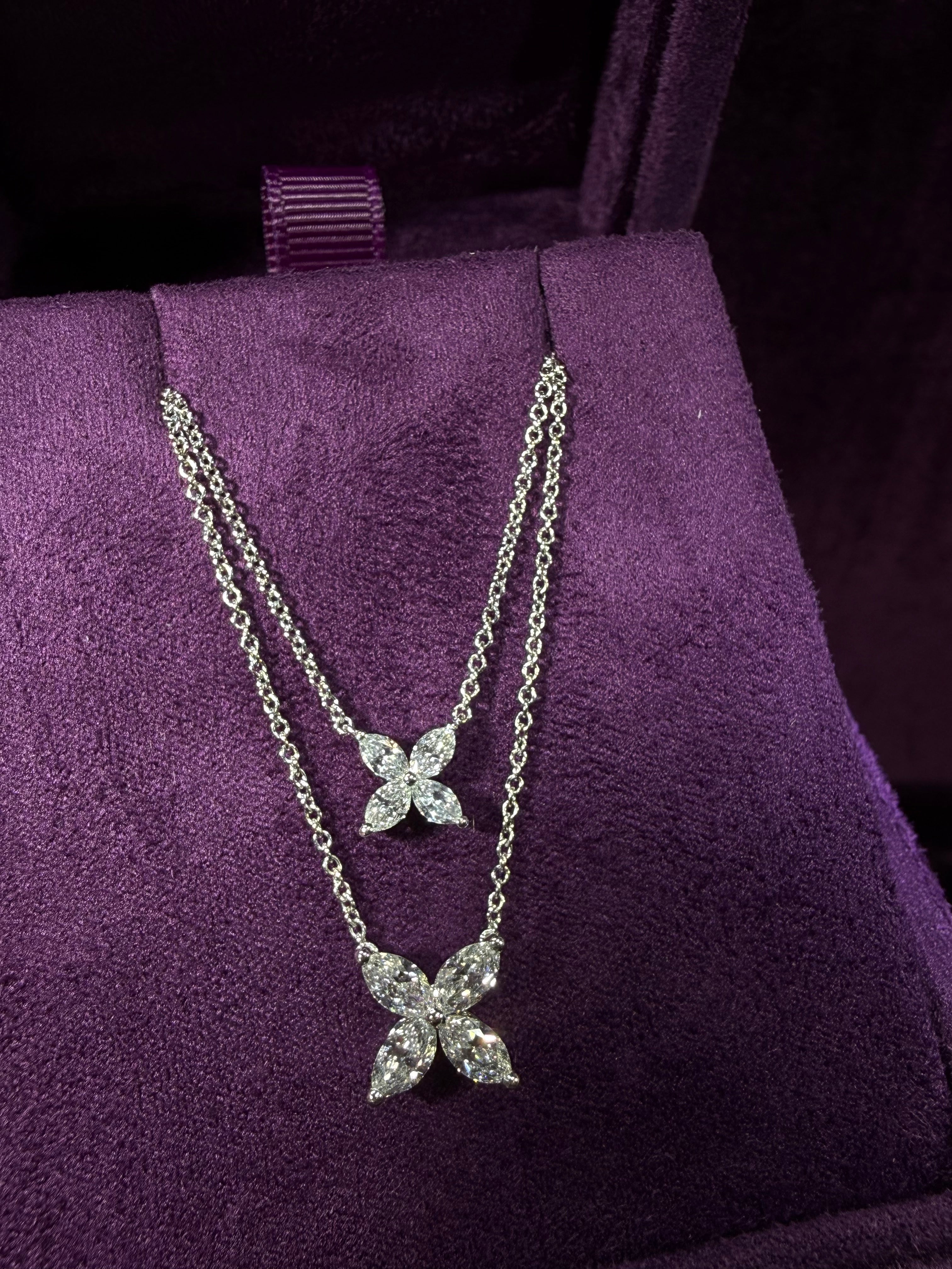 Marquise Flower Diamond Pendant