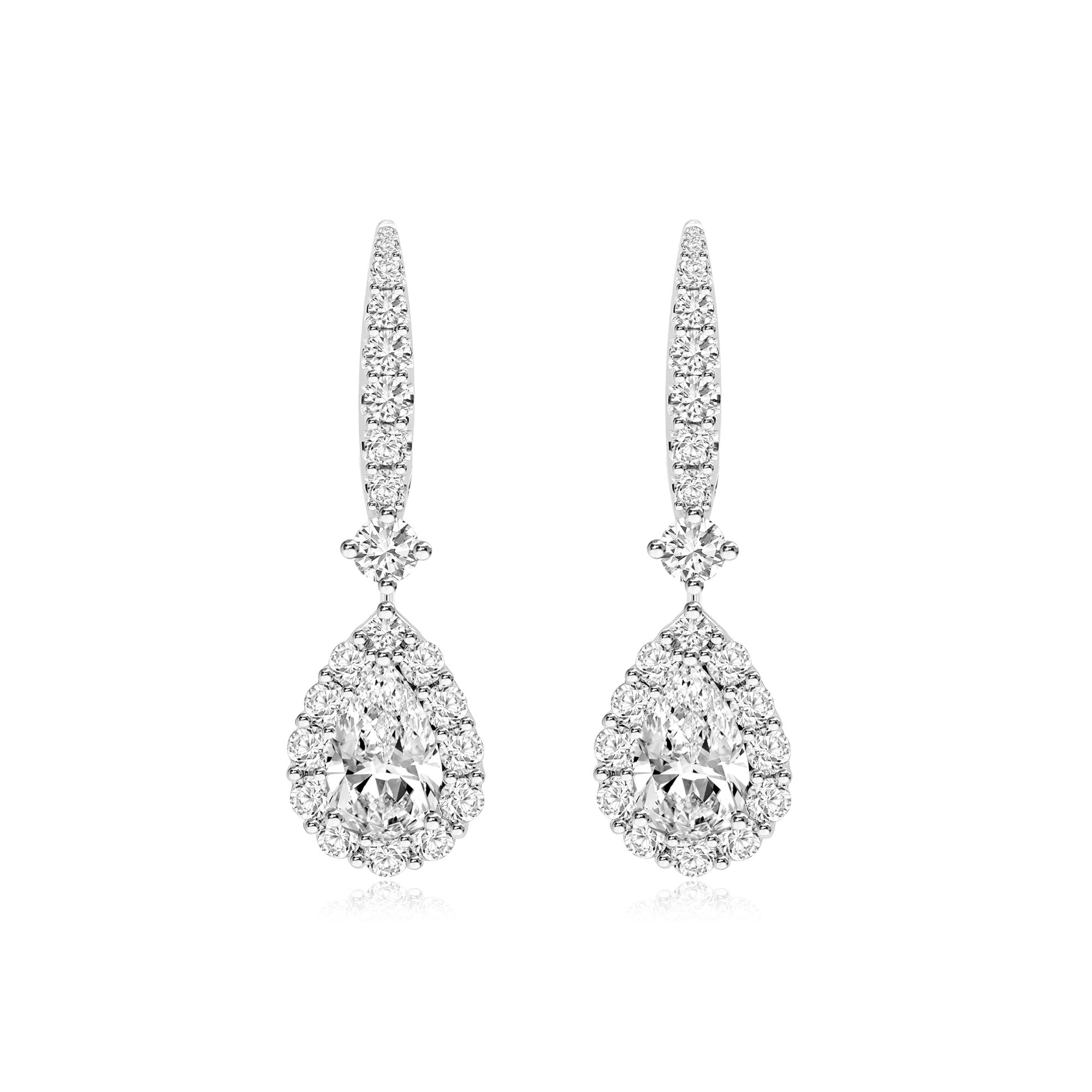 Pearshape Halo Drop Earrings