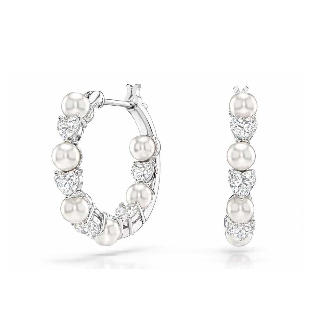Pearl & Diamond Hoop Earrings