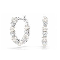 Pearl & Diamond Hoop Earrings