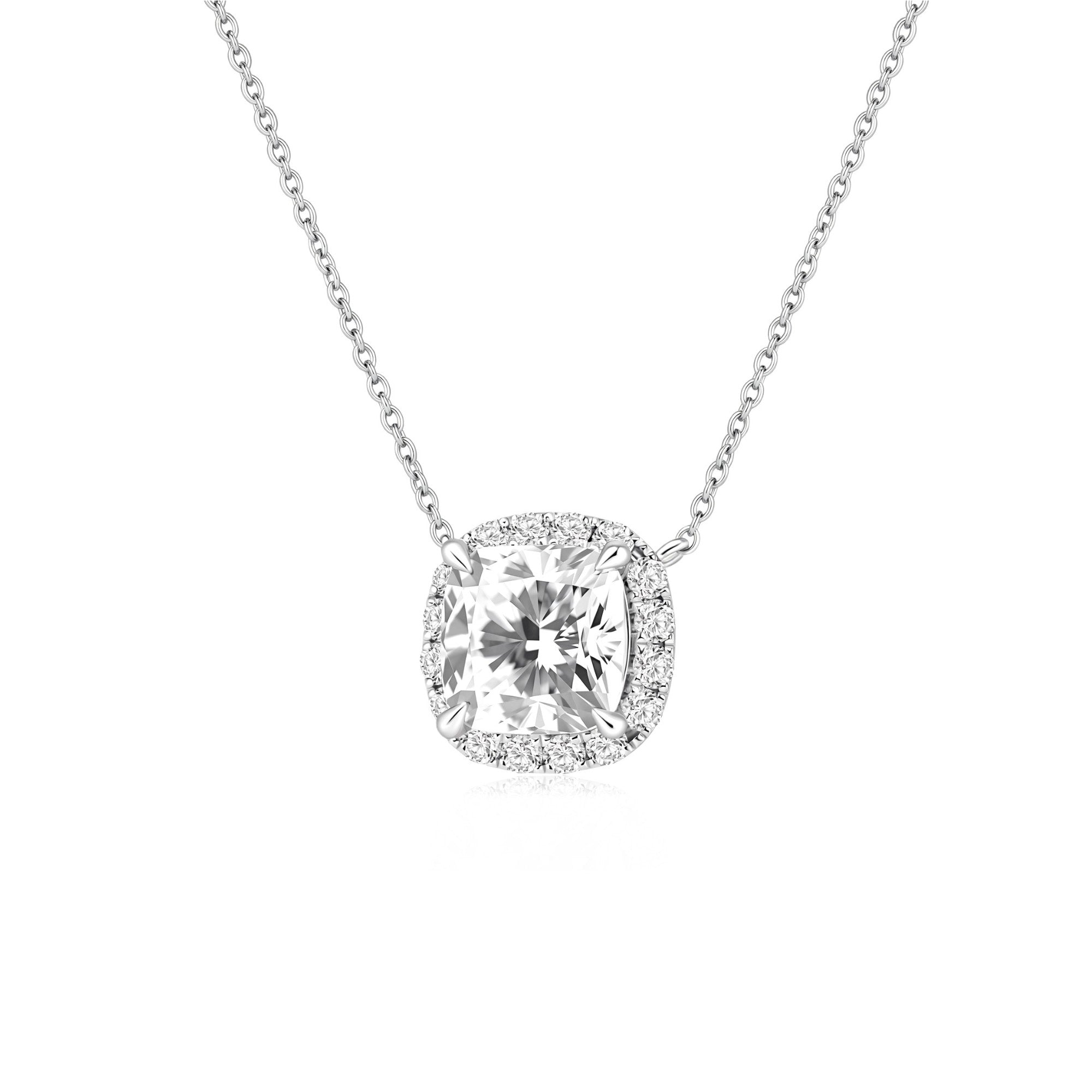 Cushion Brilliant Pave Halo Pendant