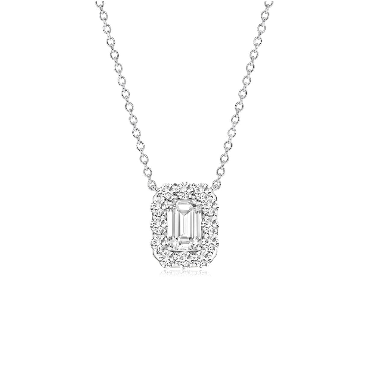 Emeraldcut Halo Necklace