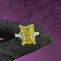 Radiant Yellow Diamond Ring(with Tapered Baguette)