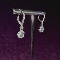 Round Halo Drop Earrings