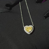 Heartshape Micropave Halo Necklace /Yellow