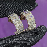 Emerald Cut Diamond Hoop Earrings