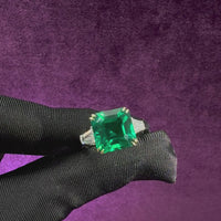 Asscher Emerald Ring (with Tapered Baguette)